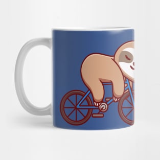 Cute Sloth Sleeping On Bike Cartoon Mug